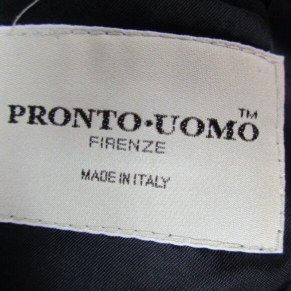 Pronto‎ Uomo Blazer Jacket Mens Black Jetted Pockets Single Breasted Notch Lapel - Picture 8 of 12